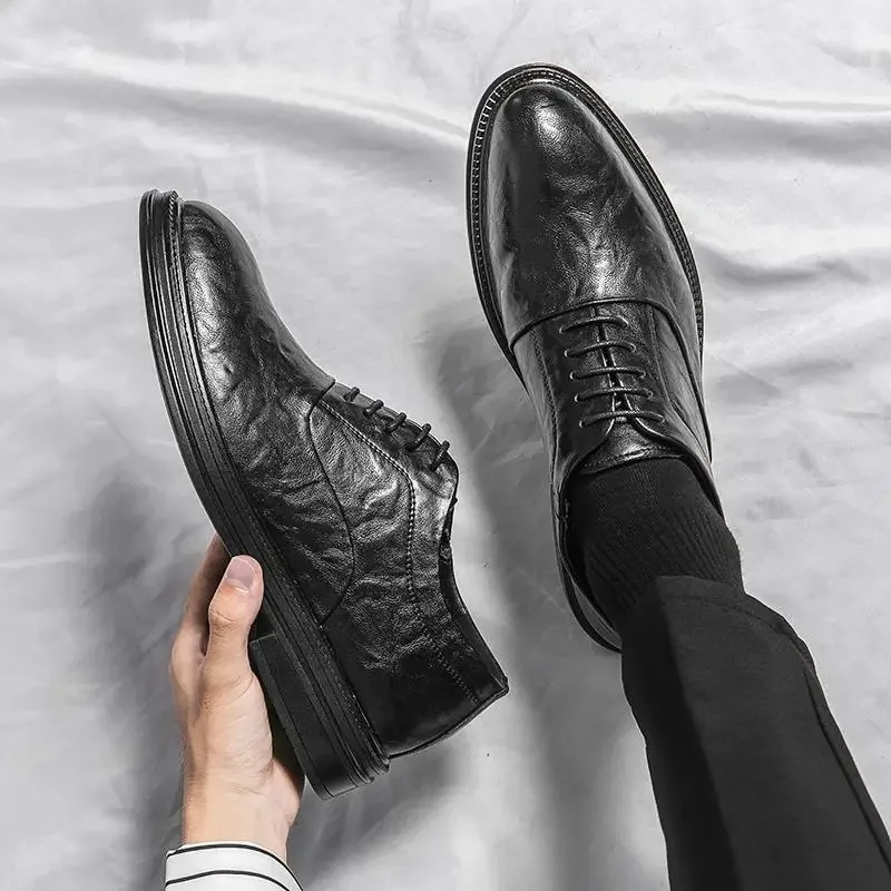 

Men's Shoes Spring 2023 New Business Formal Wear British Casual Trend Board Shoes Men's Sports Black Leather Shoes Fashion Shoes