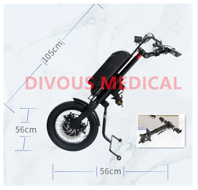 Power wheelchair trolley for disabled persons Attachable trolley