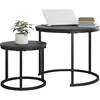 Small Coffee Table Set of 2,Round Coffee Table End Tables for Living Room,Modern Black Coffee Table Nesting Tables,Farmhouse 1
