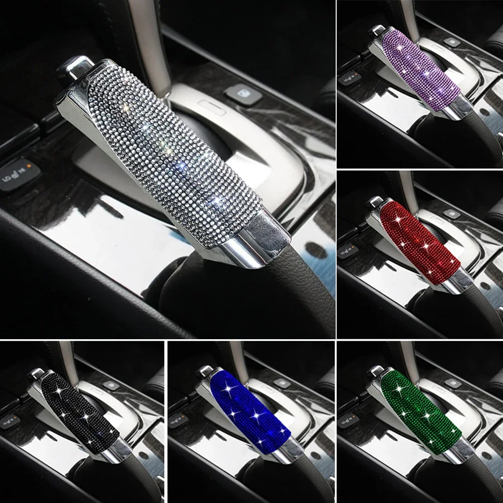 Hand Brake Cover Gear Head Cover Universal Crystal Car Handbrake Covers Anti-slip Auto Gear Shift Collars Bling Diamond Car Interior Accessories for Woman