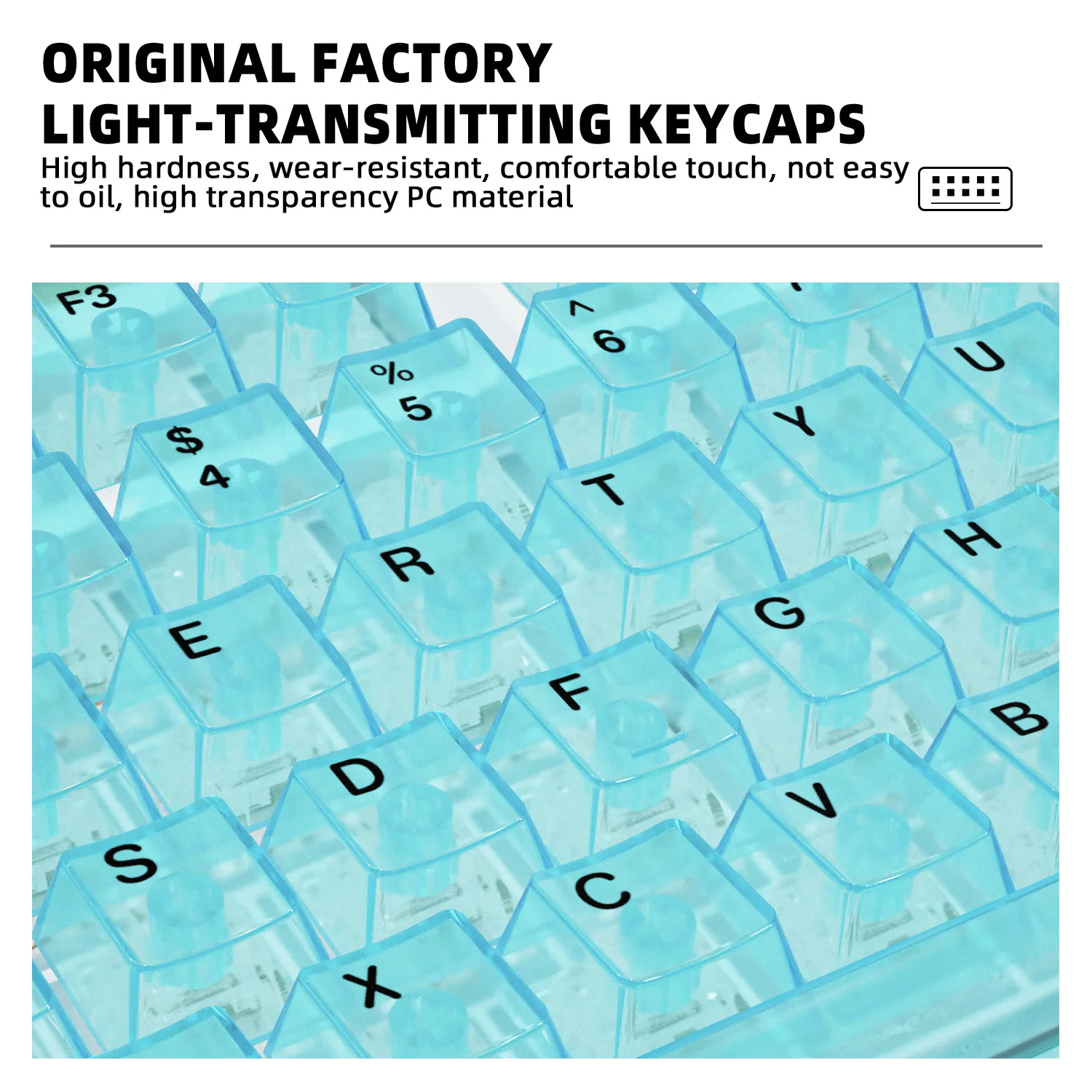 Vibrant Multicolor Cherry Profile Transparent Keycaps Set