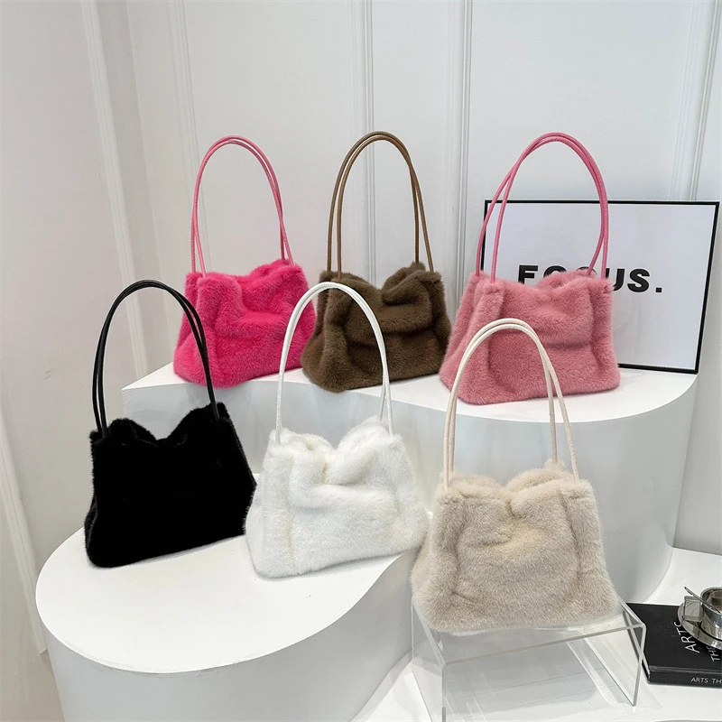 New Plush Bag Women's Plush Bag Versatile Plush Crossbody Fashion Korean Edition Single Casual Shoulder Tote Bag