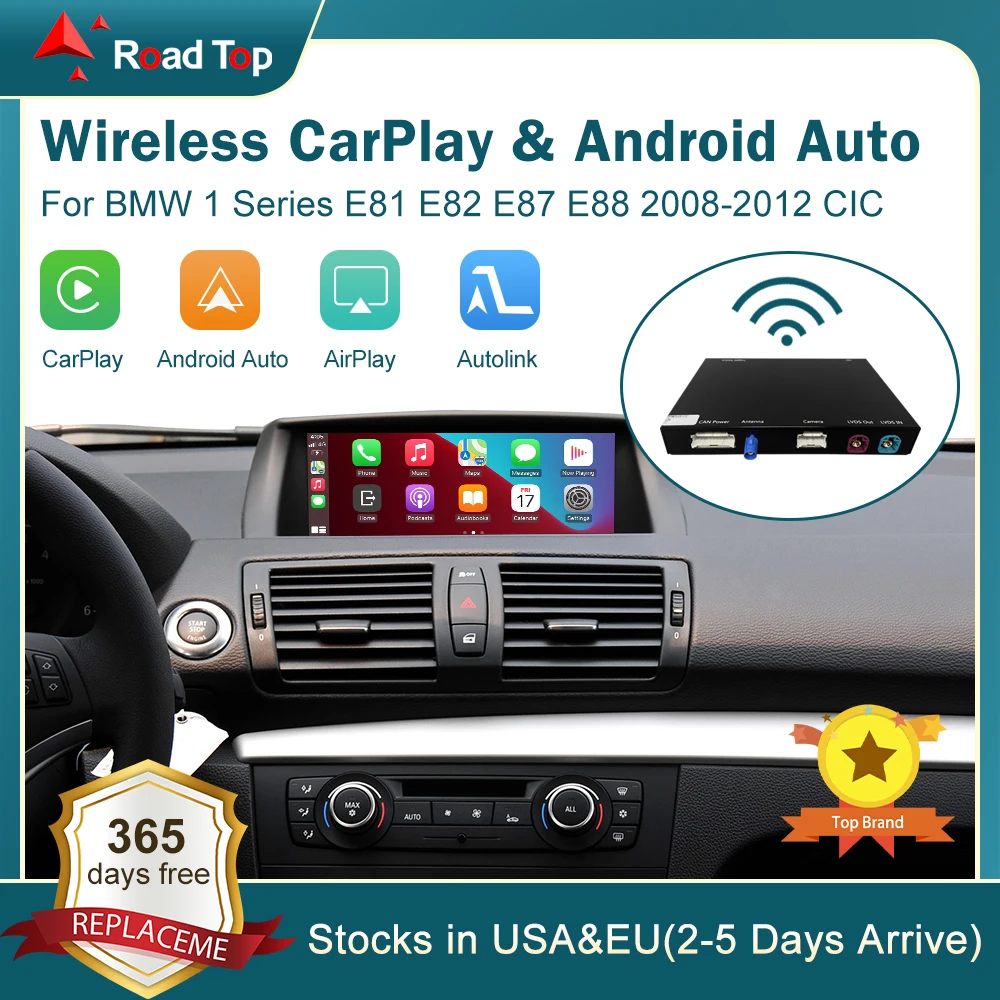 CarPlay sans fil pour BMW série 1, E81, E82, E87, E88, CIC 2008-2012, Android Auto Mirror Link, AirPlay, fonction Autolink