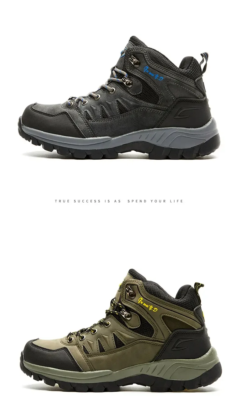 New Designers Leather Hiking Shoes Men Winter Outdoor Mens Sport ShoesTrekking Mountain Athletic Shoes 36-47