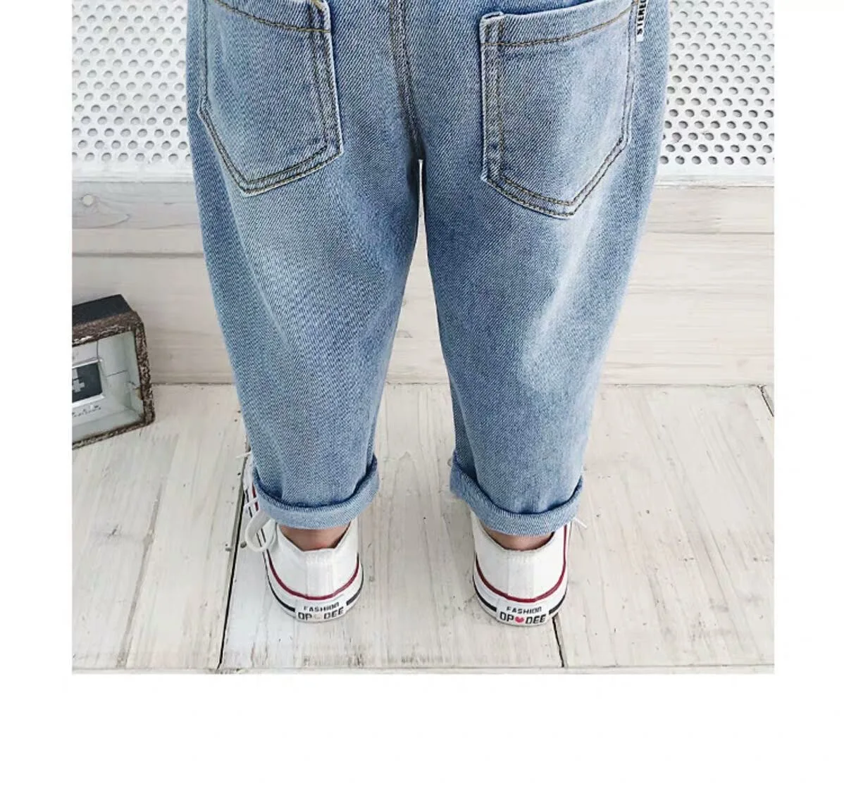 Korean New Boys and Girls High-Waisted Jeans, Children's Porn Jeans, Boys with Loose Fashion Dad Pants 0-5 Year Old Trousers - 6