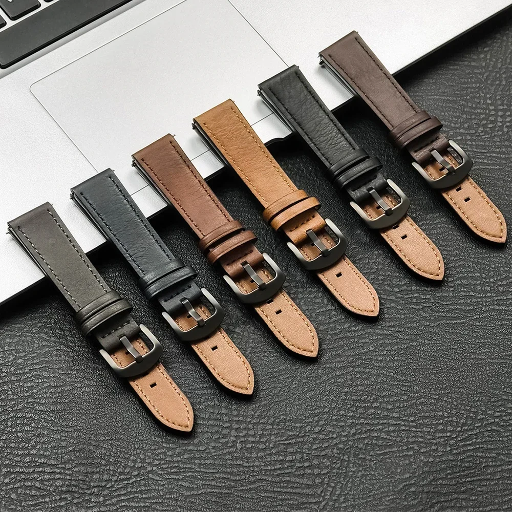 Genuine Leather Strap - Elegant Replacement Bracelet (20mm/22mm)