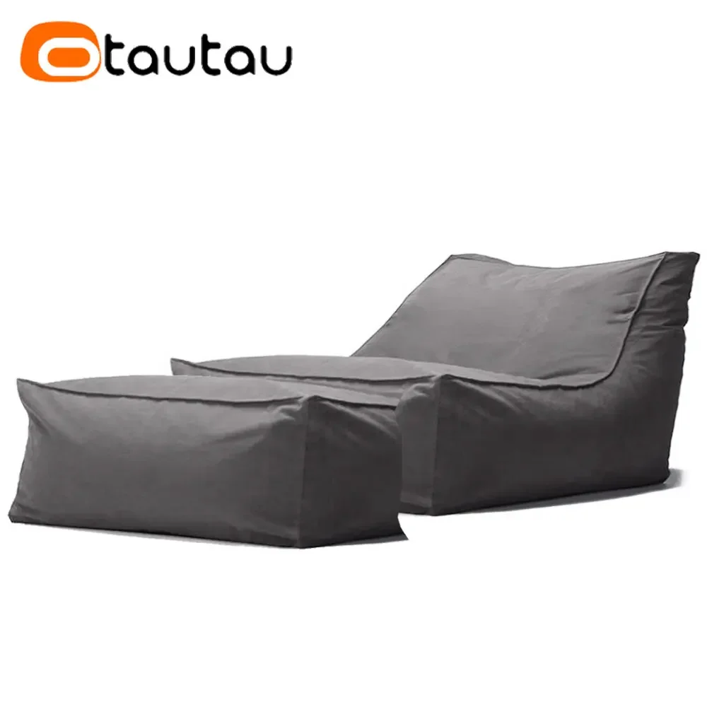 

OTAUTAU Outdoor Waterproof Oxford Chaise Lounge Pouf Cover No Filler Garden Beach Camp Beanbag Sofa Bed Puff Salon Ottoman SF062