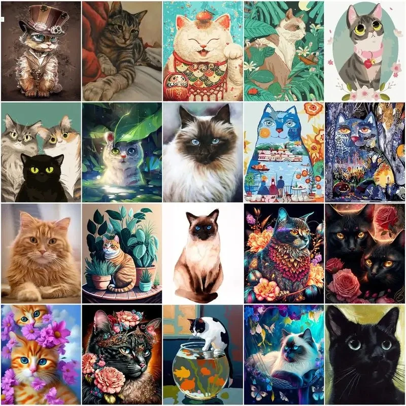 CHENISTORY 60x75cm Paint By Numbers For Adult Cat Animals DIY Oil Painting By Numbers On Canvas Drawing Number Painting