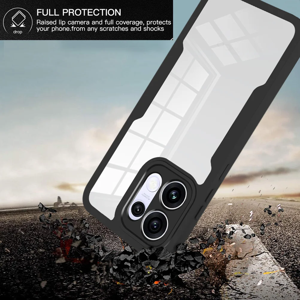 360° Full Protection Clear Shockproof Double Layer Phone Case with Screen Film