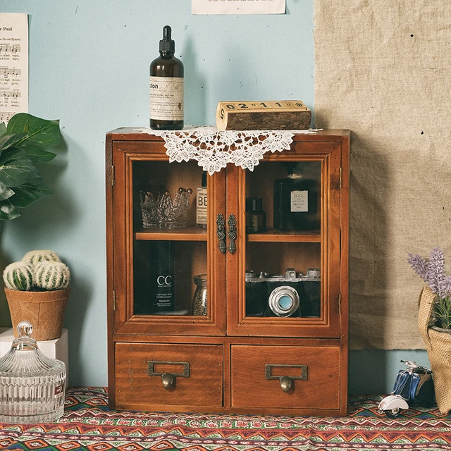 Wooden Storage Cabinet | Rustic Double Drawer