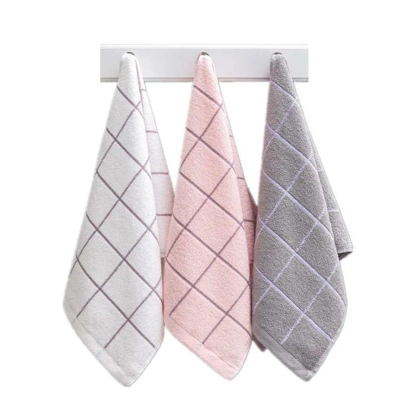 

1Pc 34x71cm 100% Cotton Simple Plaid Home Bathroom Adult Washcloth Hand Face Towel