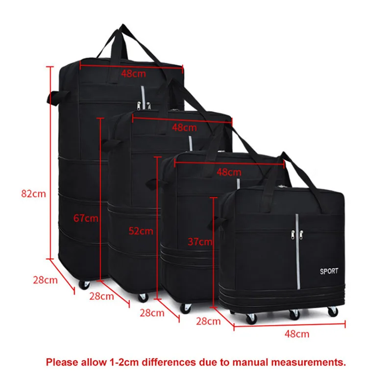 28 Inch Rolling Suitcase Luggage Aviation Checked Bag Black Travel Bag Universal Wheels Trolley Case Multifunction Backpack X50C