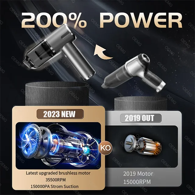 Aspirador de pó para carro CENRR: 120000PA de sucção para uma limpeza poderosa