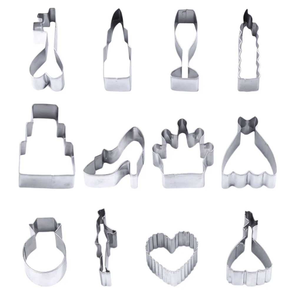 

12pcs Stainless Steel Biscuit Molds Sturdy Cookie Cutters Creative Wedding Cookie Biscuit Cutters