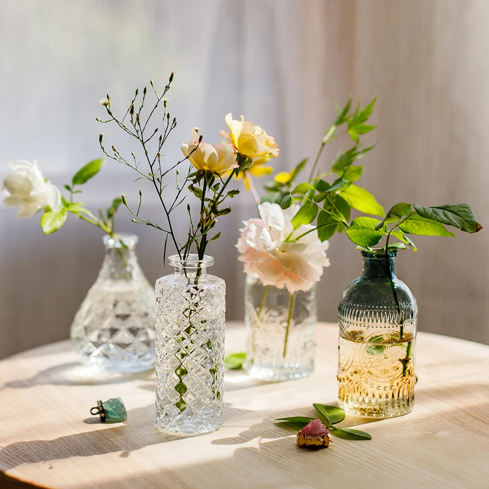 Small Transparent Flower Vase Mini Glass Vase Hydroponic Plant Bud Vase Nordic Home Decor Living Room Table Terrarium Decoration 3