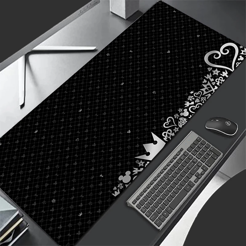 Large Anime Black Mouse Pad Computer Kingdom Hearts Keyboard Gaming Non Slip Mousepad XXL Laptop Office Rubber Durable Table Mat large anti slip felt gaming mouse pad durable office desk laptop keyboard mat mousepad computer accessories