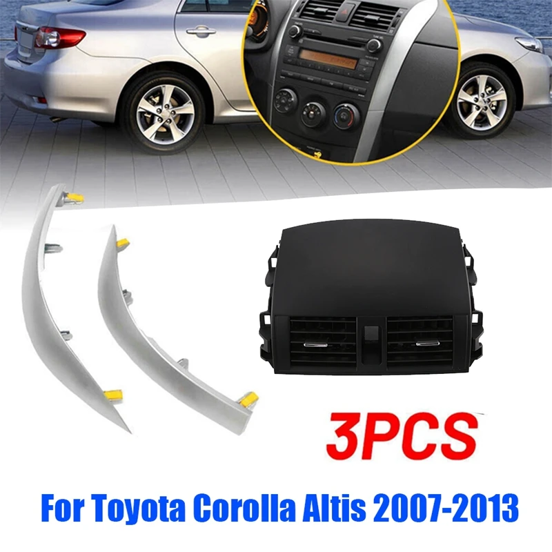 

Car Central Dash A/C Air Vents Outlet Grille Panel+Chrome Trim Strip Car Accessories Plastic For Toyota Corolla Altis 2007-2013