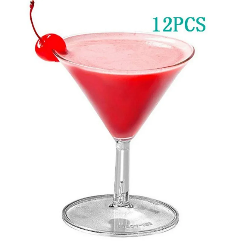Plastic Disposable Cup 60ml Martini Glasses Ice Cream Cup Home Christmas Party Cocktail Wine Champagne Standing Cups 12pcs/set