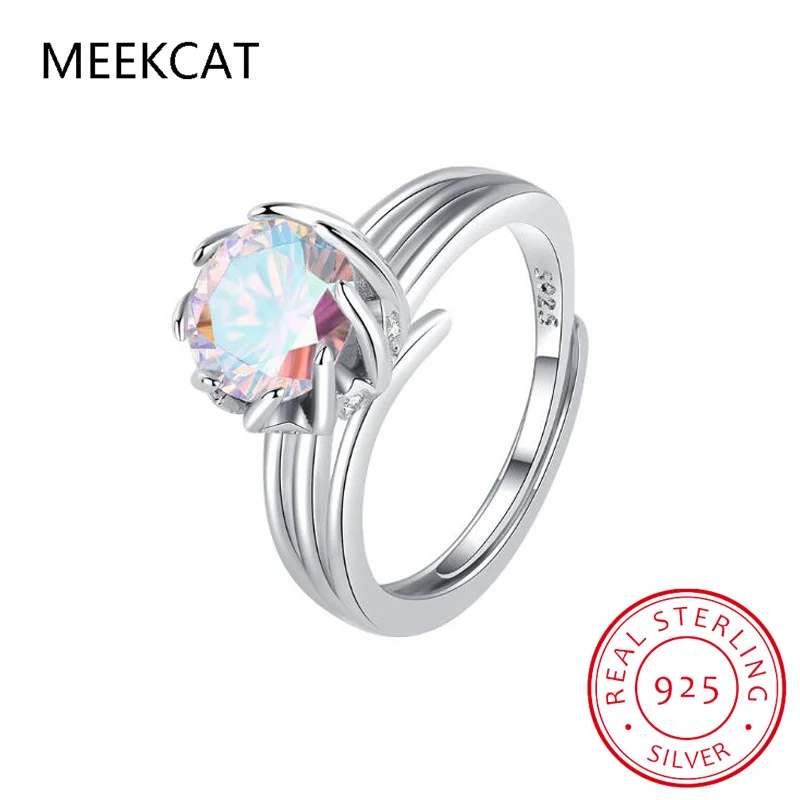 

Женское кольцо из серебра 925 пробы, с натуральным радужным Мистик кварцем