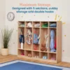 5-Section Straight Coat Locker, Classroom Furniture, Natural 3