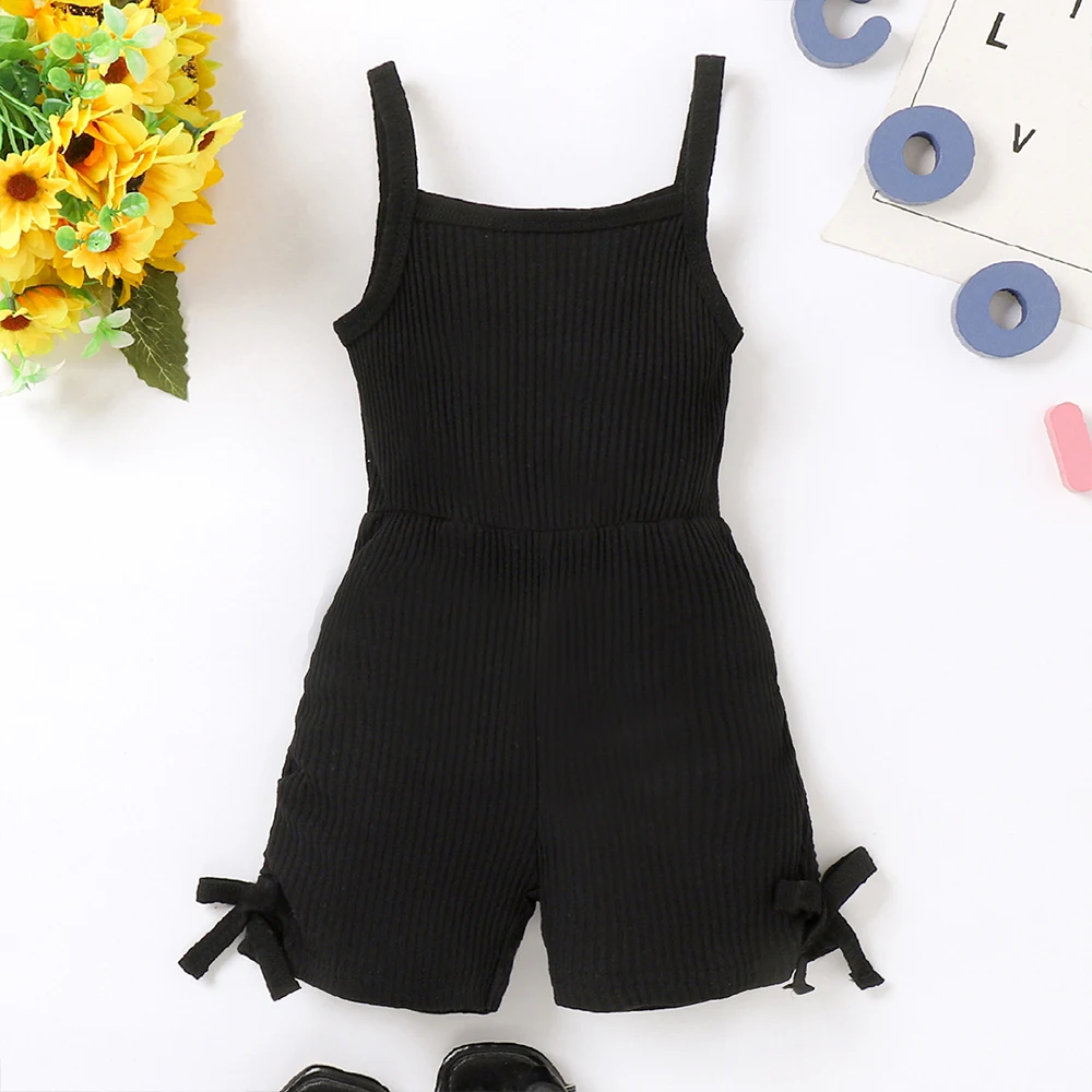 

1-6Y Children Clothing Camisole Pants Solid Color Newborn Bodysuits Jumpsuit Baby Girls Rompers Overalls Summer 2023