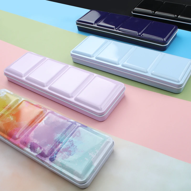 Watercolor Packing Iron Box Morandi Color Paint Metal Box Solid Watercolor Paint Distribution Palette Foldable with Card Slot