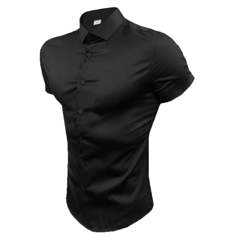 Summer Men's Shirt European American Fashion Trend Slim Fit Shirt For Men Cardigan T-shirt Mens Short Sleeve Shirt Men Blouse 6
