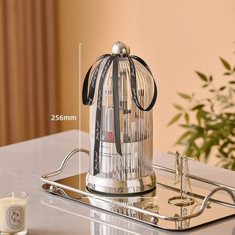 360 Rotating Desktop Makeup Brushes Holder Portable Desktop Makeup Organizer Cosmetic Storage Box Make Up Tools Lipstick Rack 6