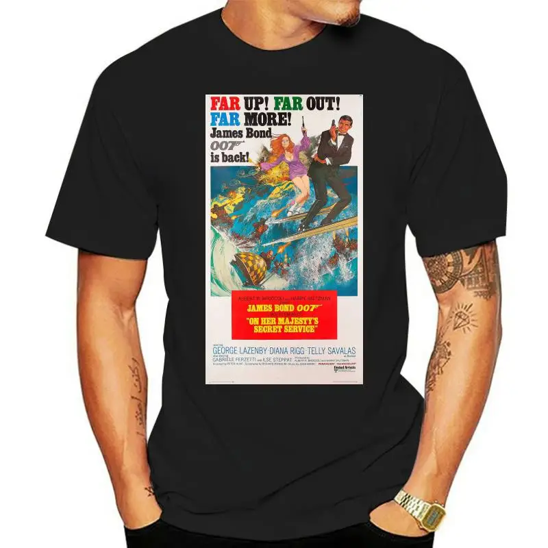 On Her Majestys Secret Service Anni '60 Retro Movie Poster T-Shirt Unisex Abbigliamento Uomo Top Tee Shirt