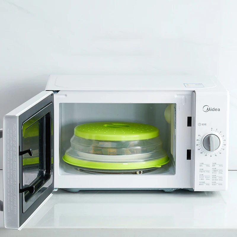 Microwave Splatter Cover Heating Folding Silicone Fresh-keeping Oil-proof Splash-proof with Hook Cooking Lid Silicone Covers Microwave Splatter Cover