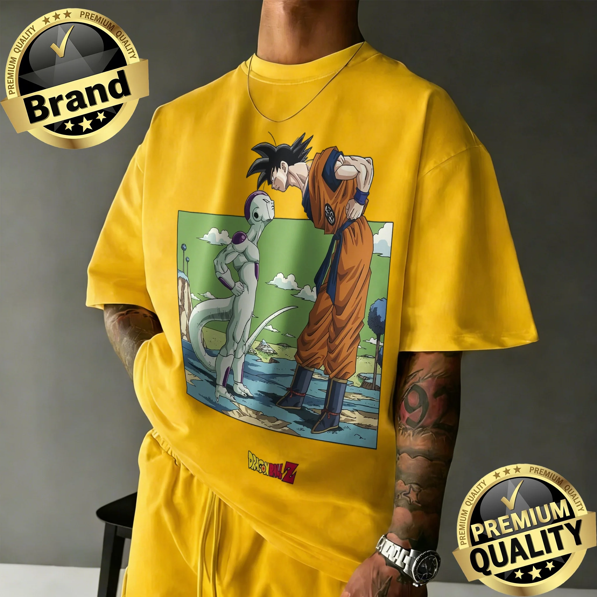 2026 Sommer Dragon Ball Z Lizenziertes 100% Baumwoll-Oversize-T-Shirt für Herren, Damen und Kinder – Goku vs. Frieza Retro Anime Qualitätsdruck-T-Shirt – Detail 5