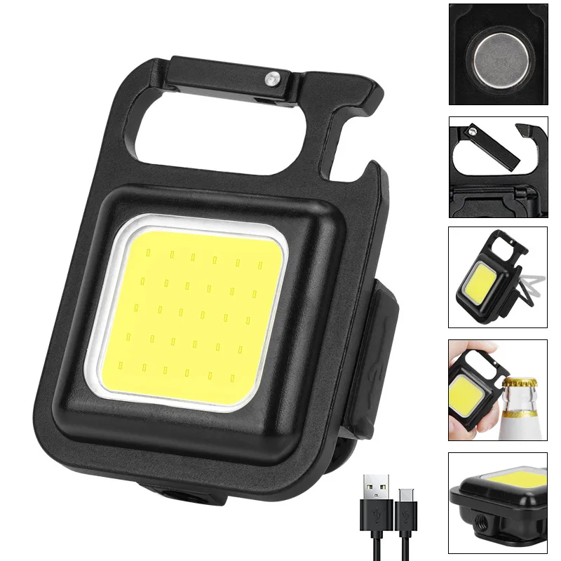 LED Lamp Mini Magnetic COB 800Lumens Ultra Bright Rechargeable Keychain 3 Mode Portable Camping&Working