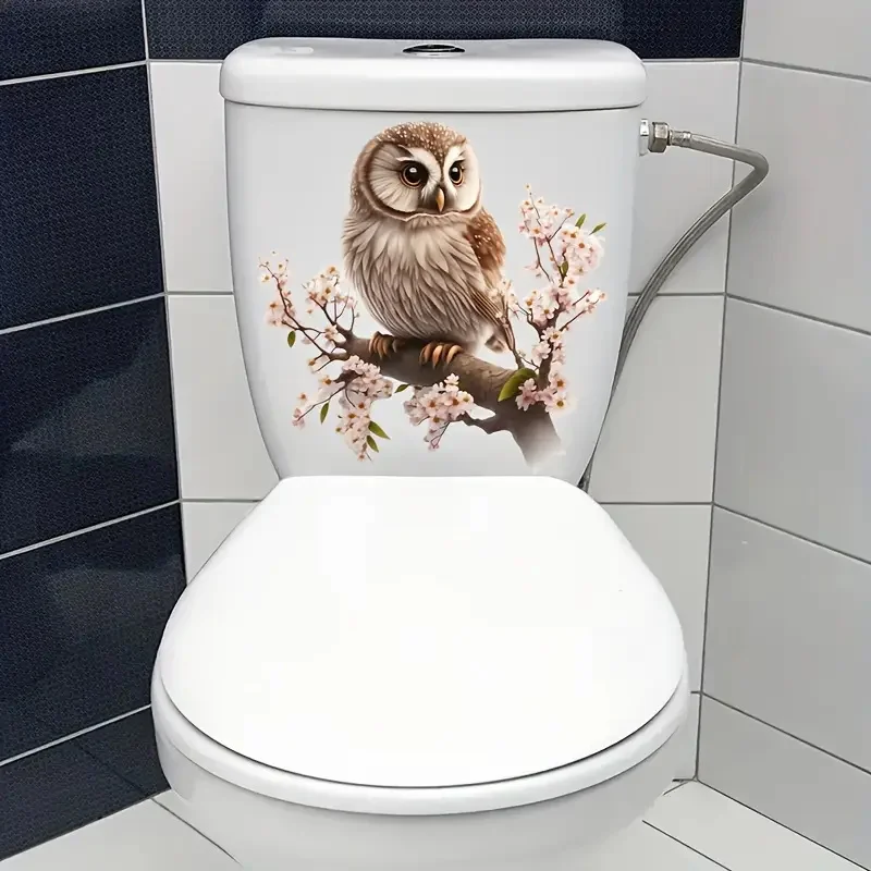 Owl Self-Adhesive Wall Decal Removable Reusable PVC Sticker for Toilet Lid Bathroom Decor wall stickers,toilet stickers