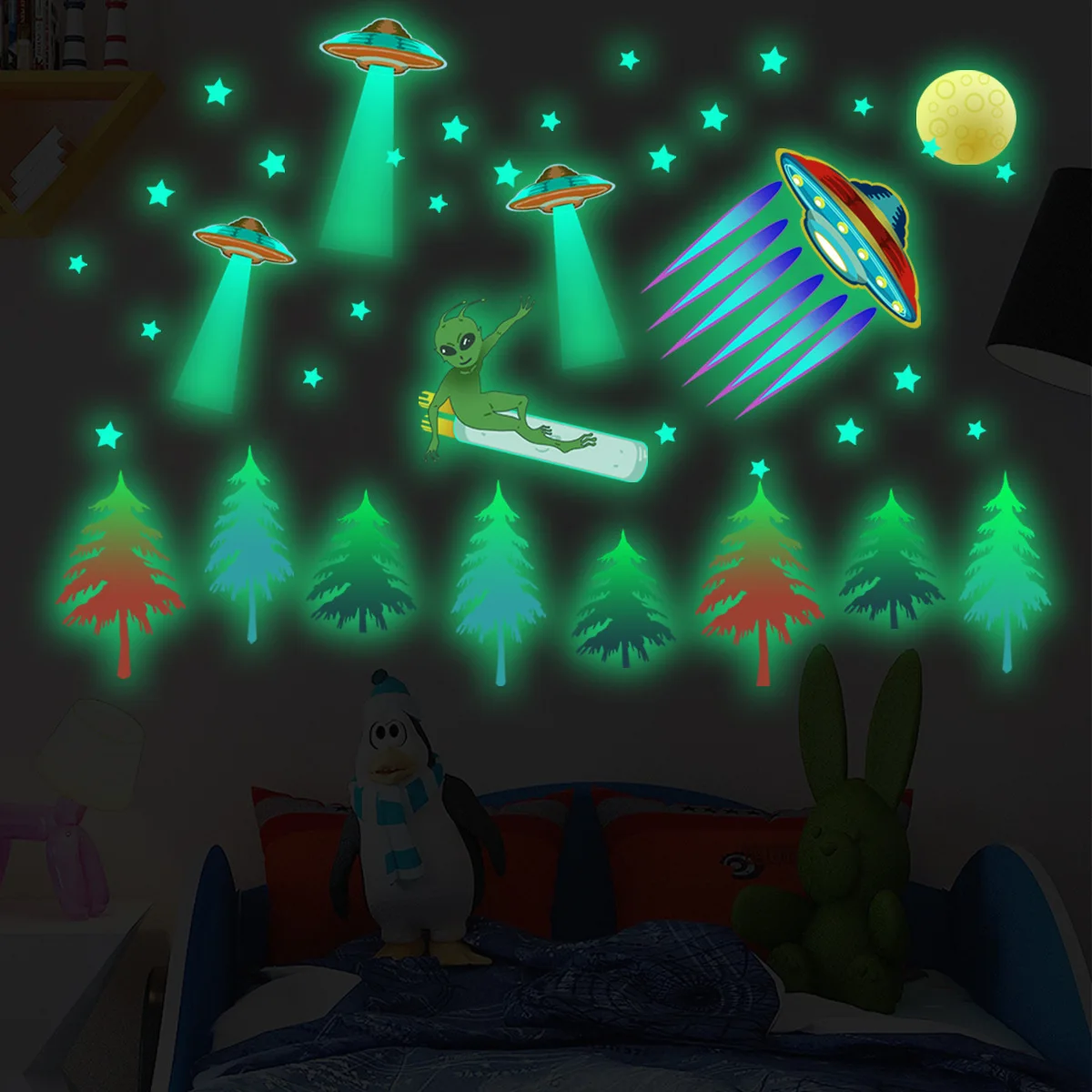 

Cosmic UFO Star Wall Decal Nightlight Sticker Children's Room Wall Decal Creative Decoration