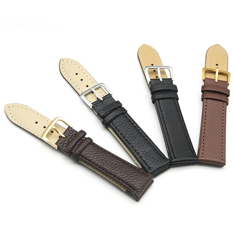 Leather Watchband 12mm 14mm 16mm 18mm 19mm 20mm 22mm 24mm 25mm With Silver Buckle Business Casual Watch Strap Accessories