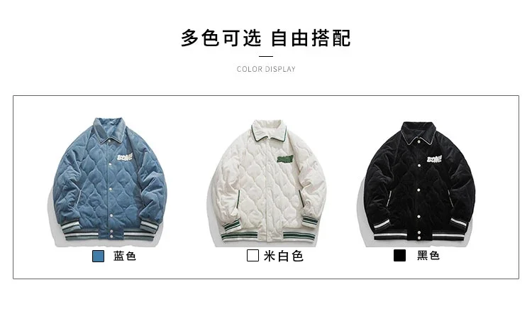 Description Picture 5 of item2024Jacket For Men Winter Warm Lapel Velvet Padded Jacket Couples Thickened Cold-Proof Parkas Vintage Fashion Windbreaker