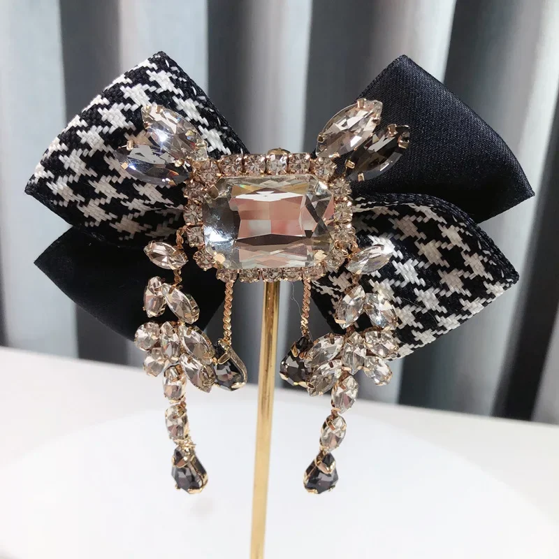 Vintage Black Rhinestone Bow Brooch Ladies Big Bow Brooch Fashion Jewelry  Accessories