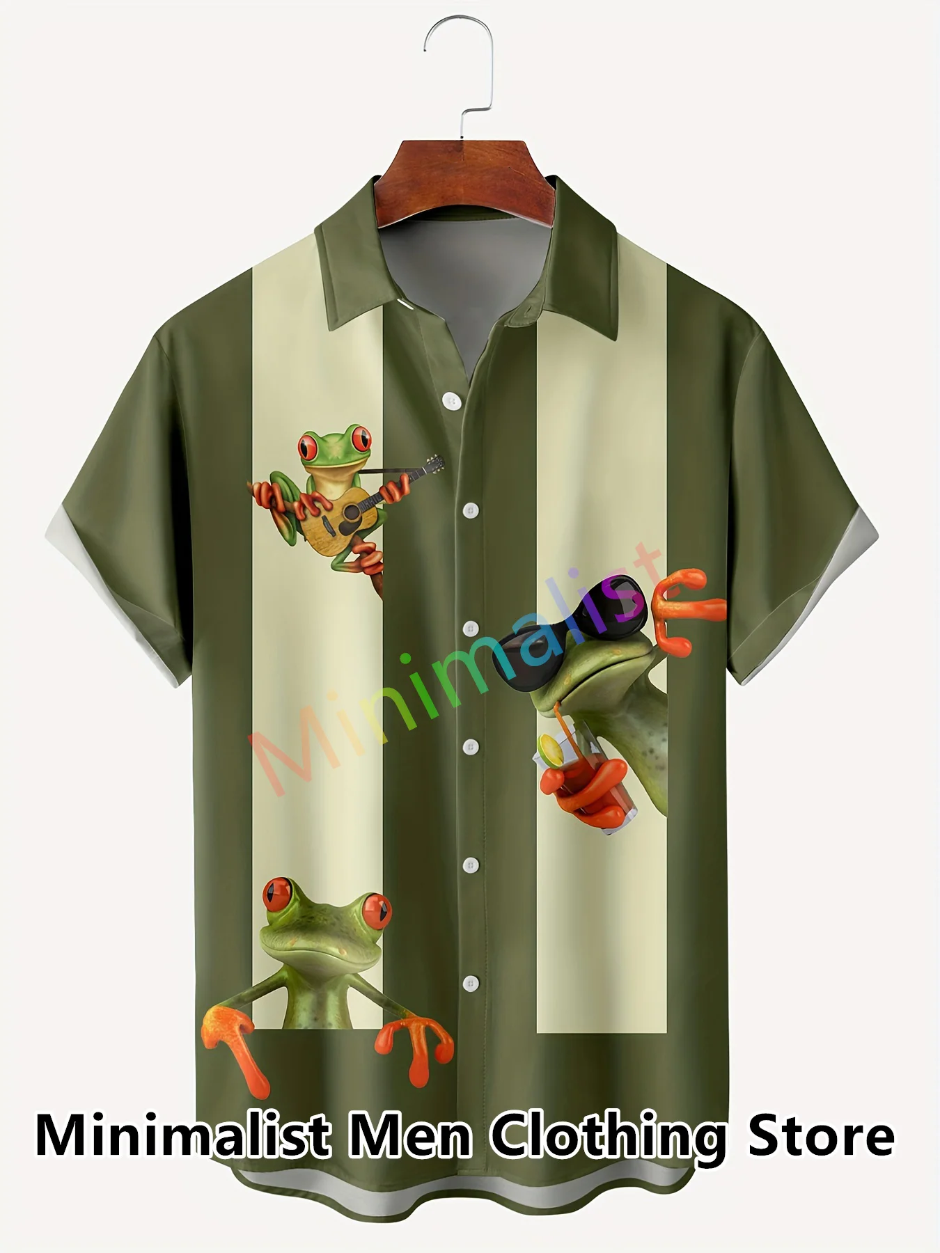 

Fun Frog 3d Animal Print Shirts Men Fashion Hawaiian Shirt Short Sleeve Casual Beach Button Shirts Daily Blouse Men's Clothing