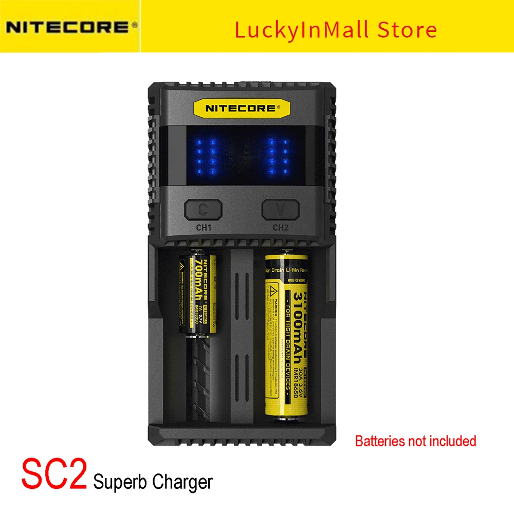 

Nitecore SC2 Charger Intelligent Battery Charger USB Max Output 2.1A for LiFePO4 Lithium Ion Ni-MH NiCd 10340 10350 10440 10500