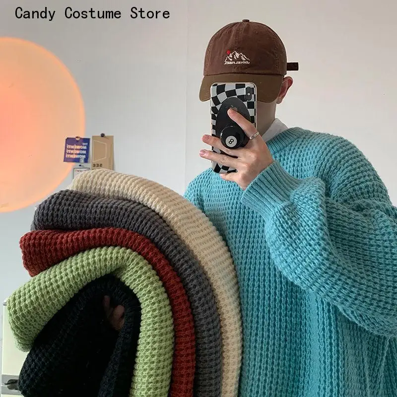 Autumn Pullover Long Sleeve Japan Style Sweater Male Versatile Solid Crew Neck Loose Men's Clothing Ins Winter Korean Fashion