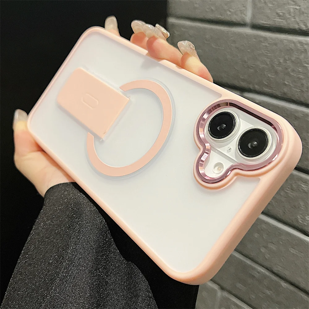 Coque de téléphone magnétique translucide mate pliable pour iPhone 16 15 14 13 12 11 Pro Max, coque arrière givrée antichoc de luxe_voghion.com