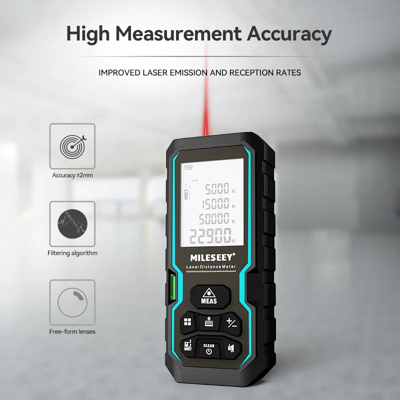 Mileseey S6 Laser Distance Meter 40m/120m, Rangefinder with Level Bubble , LCD Display with Backlit, Measure Tools for Home