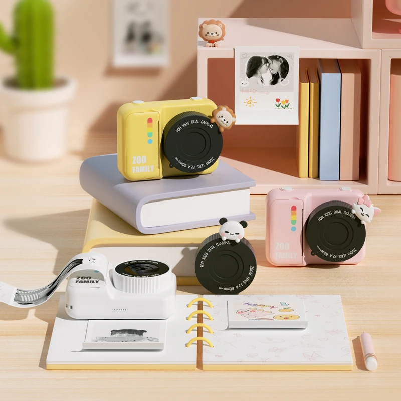 Macchina Fotografica Istantanea Bambini Fotocamera Per Bambini Con Stampante Integrata - Schermo 2.4, Doppia Fotocamera, 32 GB, Età 3-12 Anni, Colore Viola Faba Raccontastorie