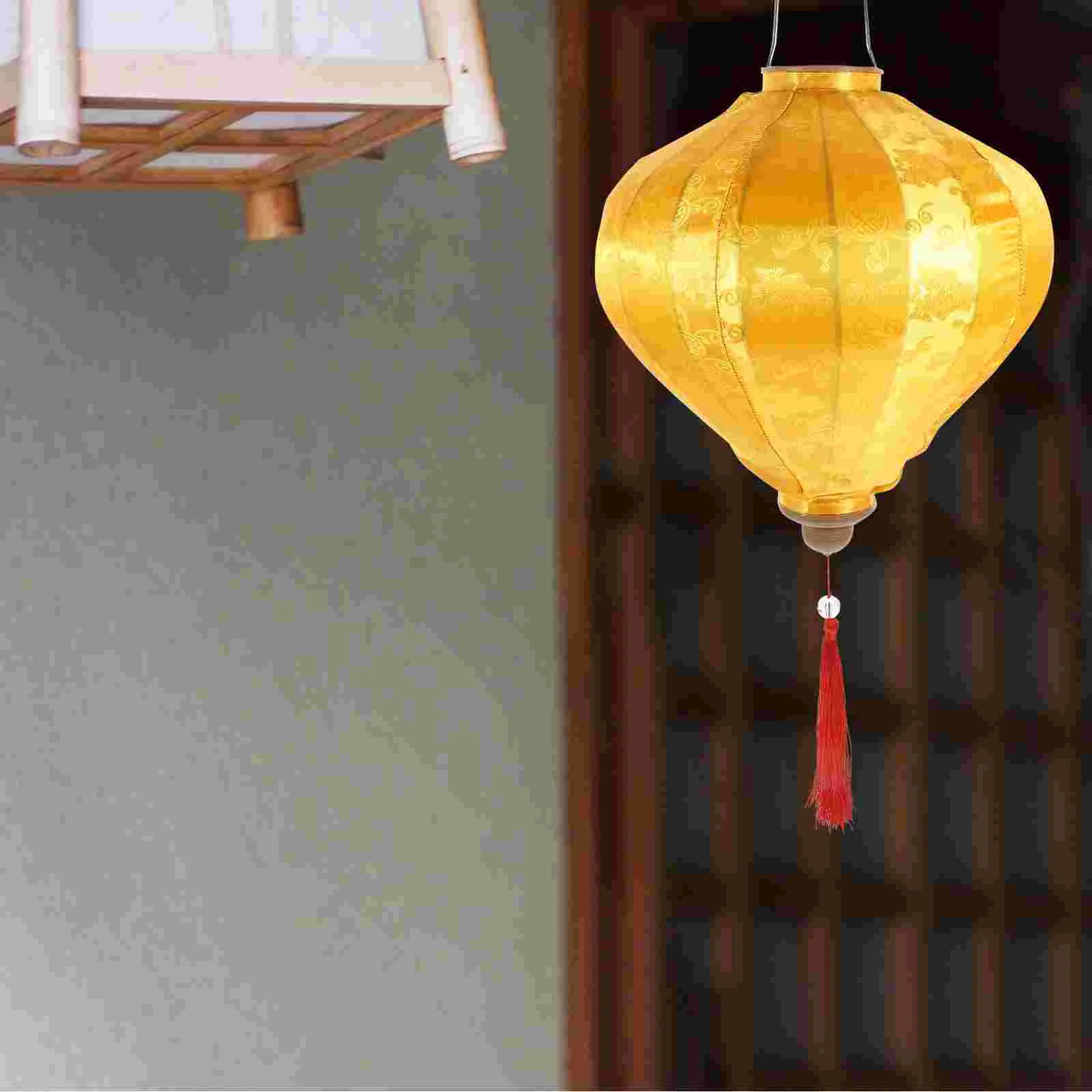 

Вьетнамский Китайский Японский шелк Hoian Восточная кисточка овальные суши бар Лунный Новый год желтый