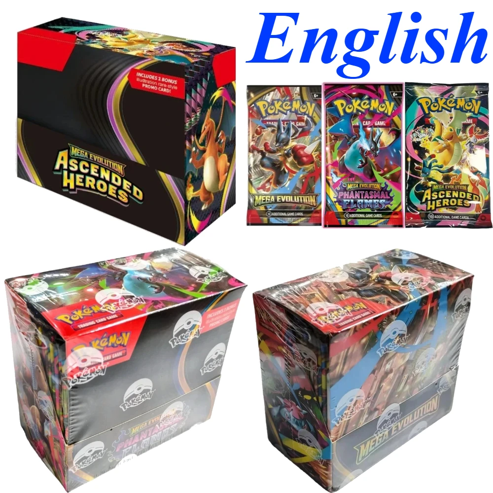 Pokémon TCG Booster Box Mega Evolution Ascended Heroes Phantasmal Flames Englische Version Sammelkarten als Geschenk