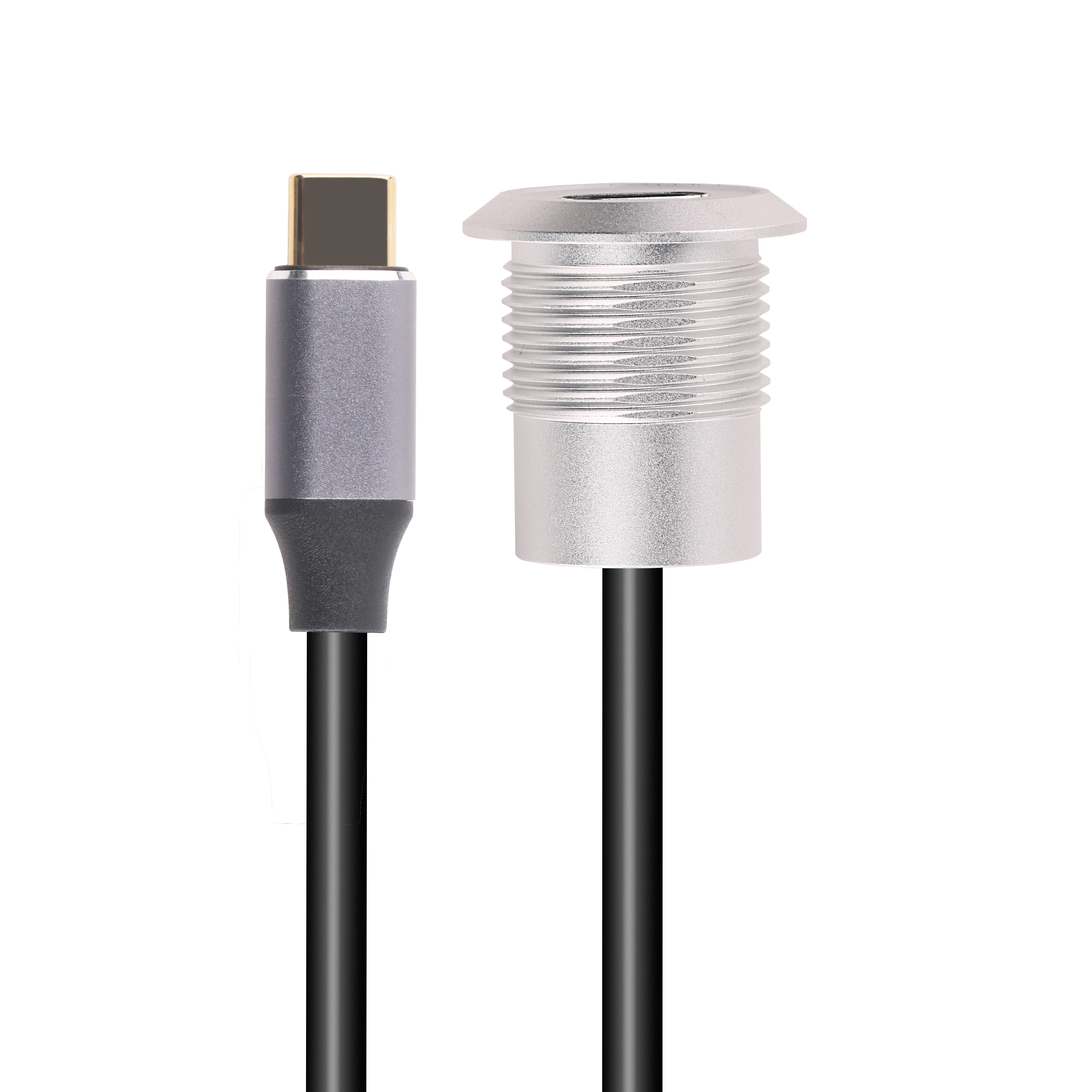 USB Cable Adapter USB USBC type C Typec Female to Female F-F Panel Mount Extention Round Metal Adapter