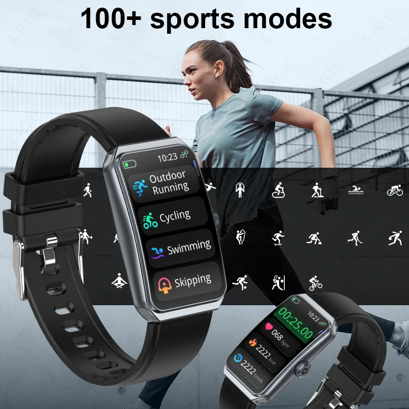 LIGE 1.47" Waterproof Silicone Smart Watch Bluetooth Call Message Reminder Sleep Monitoring Smartband Pedometer Sport Bracelet