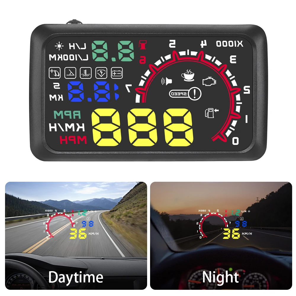 OBD Head up Display Car W02 HUD Speedometer Projector Auto Windshield On-board Computer Overspeed Alarm Electronic Accessory