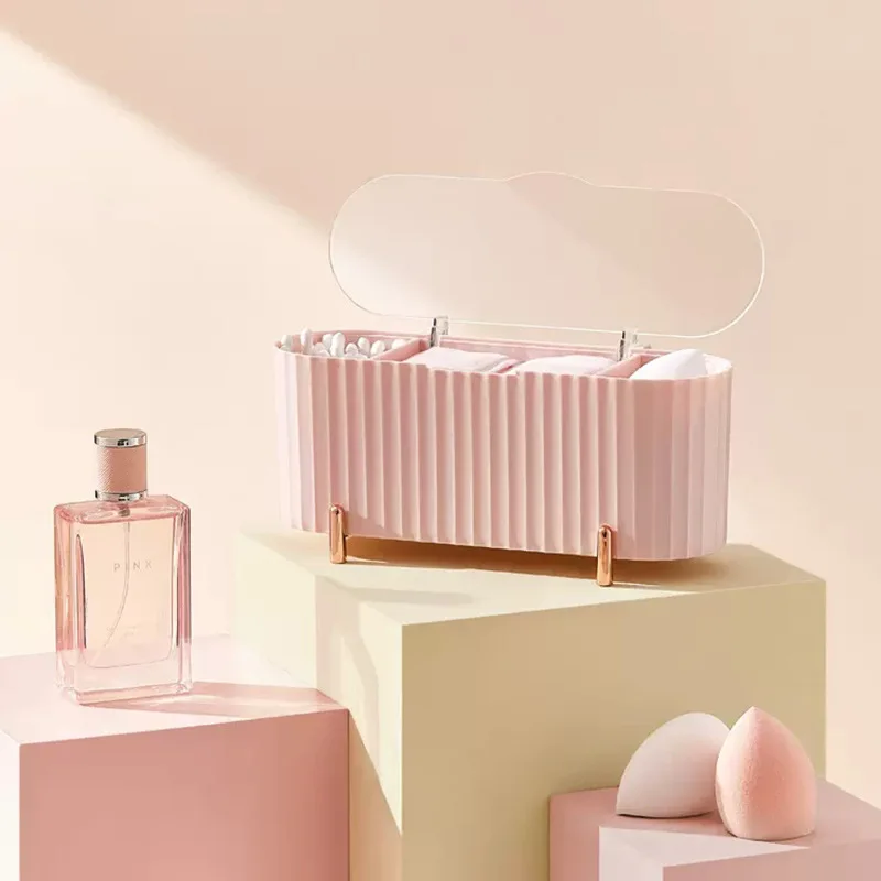 Cotton Swab Organizer Holder Cotton Pad Storage Box Transparent Remover Paper Makeup Box with Lid Dustproof Desktop Makeup