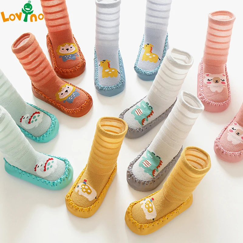 2PCS Newborn Baby Girls Boys Cute Cartoon Animals Pattern Socks with Anti-slip Rubber Soles High Stretch Mesh Shoes for Toddlers